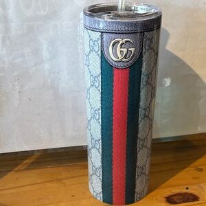 Gucci Monogram Tumbler with Gray and Black Accents